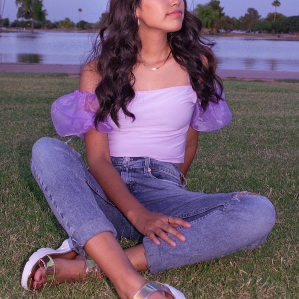 🌀💗BUBBLE SLEEVE LILAC CROP💗